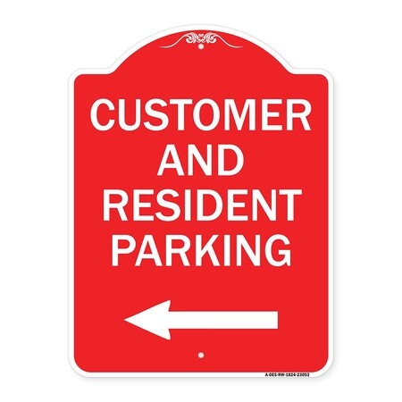 Signmission Reserved Parking Customer & Visitor Parking W/ Left Arrow Heavy-Gauge Alum, 18" x 24", RW-1824-23053 A-DES-RW-1824-23053